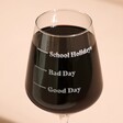 Close up of Personalised Measure Wine Glass full of red wine
