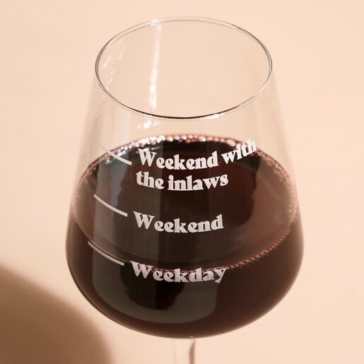 Personalised Measure Wine Glass Close up of engraved Personalised Measure Wine Glass