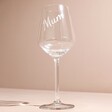 Empty Personalised Wine Glass with Name against blank background