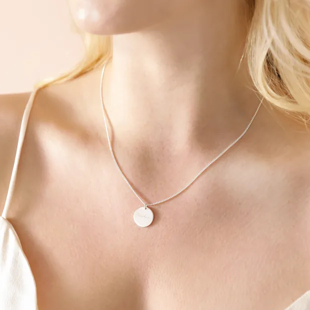 Personalised Family Names Sterling Silver Disc Necklace Personalised Family Names Sterling Silver Disc Necklace