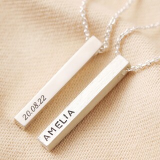 Personalised Sterling Silver Bar Necklace