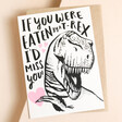 Ohh Deer Eaten By A T-Rex Valentine's Day Card on top of envelope with beige coloured background