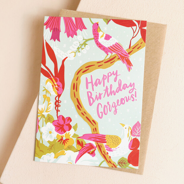 Ohh Deer Gorgeous Tropical Birds Birthday Card