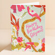 Ohh Deer Gorgeous Tropical Birds Birthday Card Standing on Beige Surface