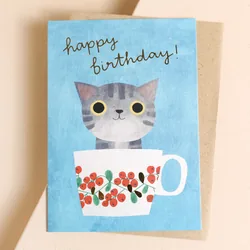 Ohh Deer Teacup Kitten Birthday Card