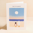 Ohh Deer Time To Celebrate Surfer Greeting Card Standing on Beige Surface