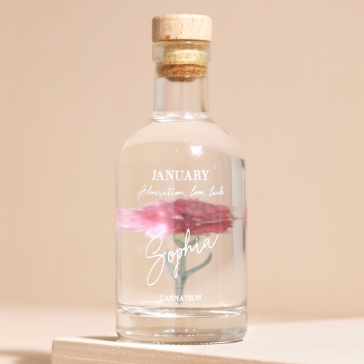 January Carnation Personalised Birth Flower 200ml Gin