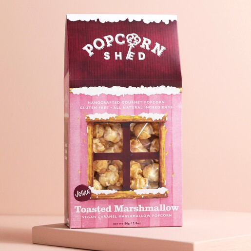 Popcorn Shed Toasted Marshmallow Gourmet Popcorn against neutral background