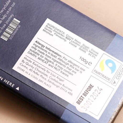 From Norwich With Love Dark Chocolate Bar Ingredients List