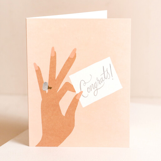Rifle Paper Co. Congrats Ring Greetings Card Standing on Beige Surface