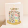 Rifle Paper Co. Layer Cake Birthday Card Standing on Beige Surface