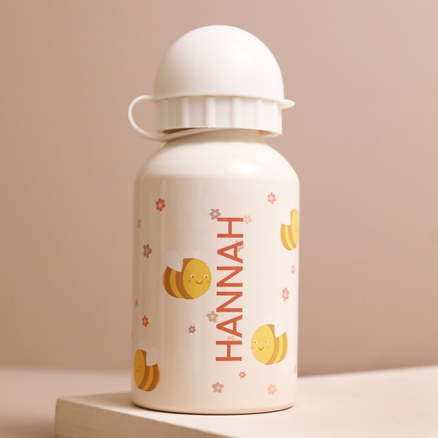 Personalised Sass & Belle Children's Bee Metal Water Bottle Personalised Sass & Belle Children's Bee Metal Water Bottle