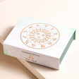 Leo Zodiac Gemstone Set in packaging against beige backdrop