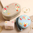 Lisa Angel Embroidered Flowers Oval Velvet Jewellery Box In Other Colours And Styles