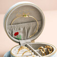 Embroidered Flowers Mini Round Jewellery Case Inside of Lid