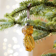 Glass Amber Owl Hanging Decoration in Christmas Tree