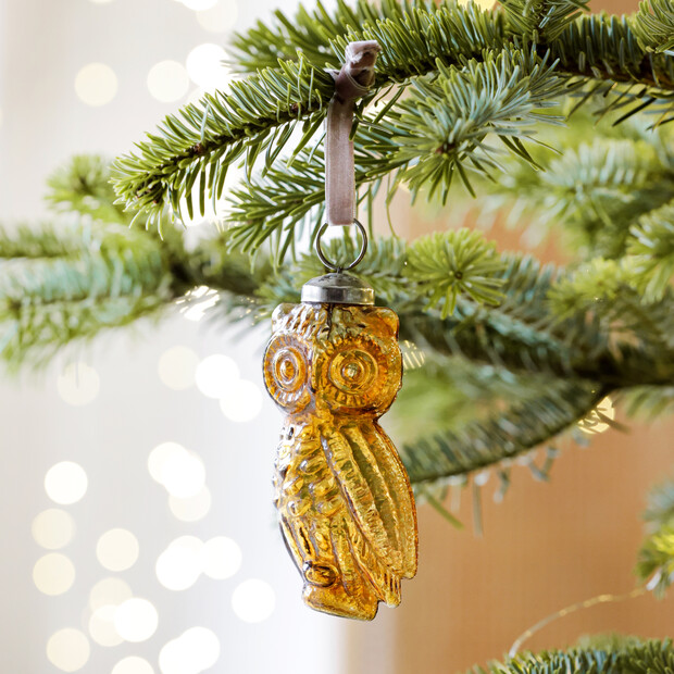 Glass Amber Owl Hanging Decoration Glass Amber Owl Hanging Decoration