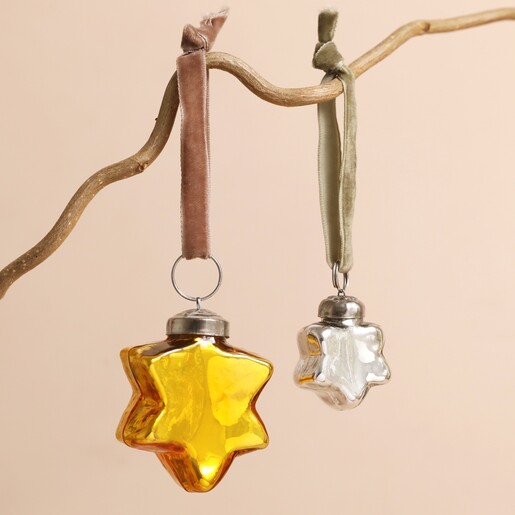Tiny Silver Star Bauble with Gold Star Bauble