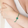Green Crystal and Stone Beaded Bracelet on model with hand on arm