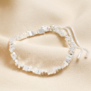 Rectangular Beaded Bracelet in Silver