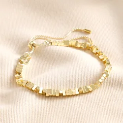 Rectangular Beaded Bracelet in Gold