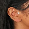 lose Up of Model Wearing Titanium Crystal Cluster Helix Earring in Tragus Placement