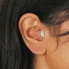 Close Up of Titanium Crystal Marquise Fan Helix Earring on Model in Tragus Position 