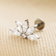 Titanium Crystal Marquise Fan Helix Earring on Beige Fabric