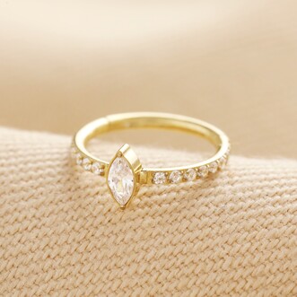 Titanium Marquise Crystal Helix Hoop Earring in Gold