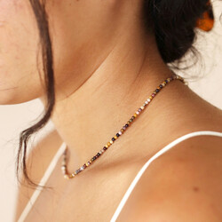 Delicate Brown Stone Beaded Necklace