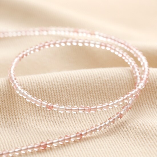 Delicate Stone Beaded Necklace in Rose Quartz