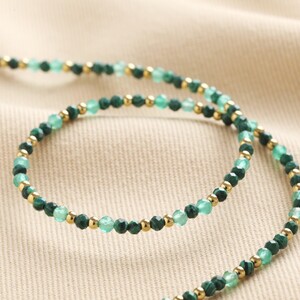 Stainless Steel Stone Beaded Necklace in Green