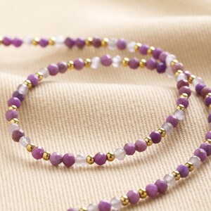 Stainless Steel Stone Beaded Necklace in Purple