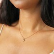Model Wearing Stainless Steel Tiny Heart Pendant Necklace in Gold