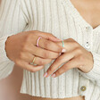 Model Wearing Set of 3 Enamel and Crystal Stacking Rings in Gold