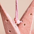 Close Up of Drawstring on Handmade Pink Velvet Star Hanging Decoration