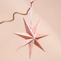 Handmade Pink Velvet Star Hanging Decoration