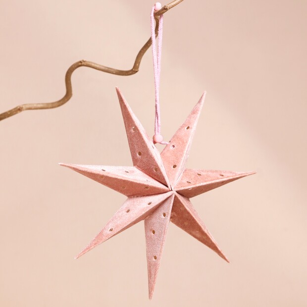 Handmade Pink Velvet Star Hanging Decoration | Lisa Angel