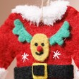 Close up of Red Father Christmas Jumper Hanging Decoration