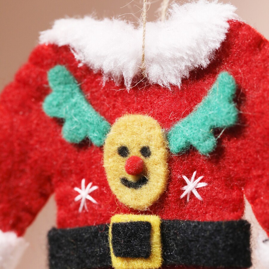 Red Father Christmas Jumper Hanging Decoration 