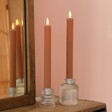 Two in One Small Fluted Glass Candle Holder with medium holder with candle sticks