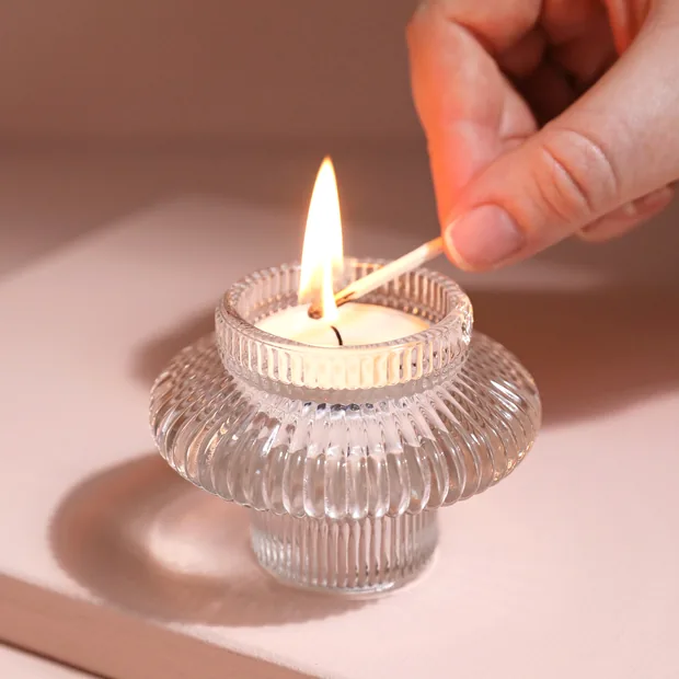 Model Lighting Candle Model lighting Two in One Small Fluted Glass Candle Holder