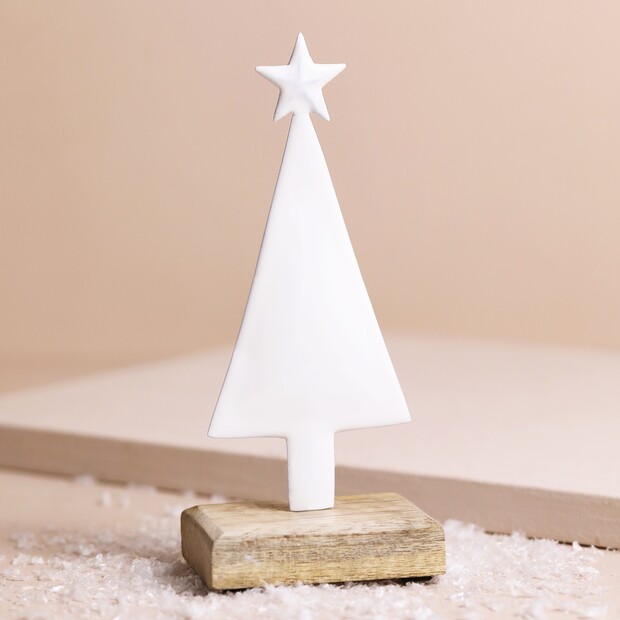 White Enamel Christmas Tree Ornament 