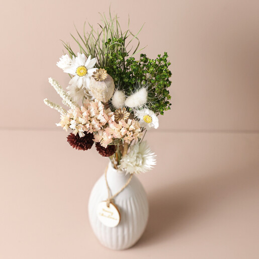 Merry Christmas Dried Flower Posy Letterbox Gift in Vase