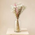 Pink Daisy Dream Dried Flower Bouquet in glass bottle vase