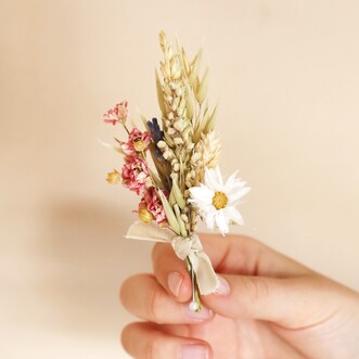 Elsie Dried Flower Wedding Buttonhole