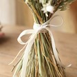 Close Up of Flower Stems and Ribbon on Wildflower Dried Flower Wedding Bouquet