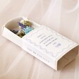 You're Engaged Dried Flower Matchbox Posy on Veil Fabric