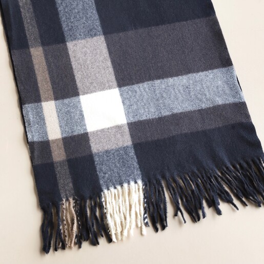 Close Up of Pattern on Navy Striped Winter Scarf 
