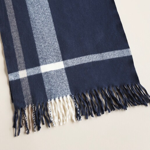 Navy Striped Winter Scarf Pattern on beige Surface